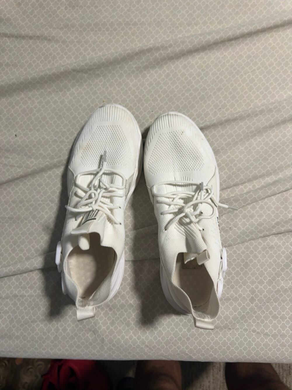White Knit Lace Up Sneakers Cutout Soles Mens Size 11
